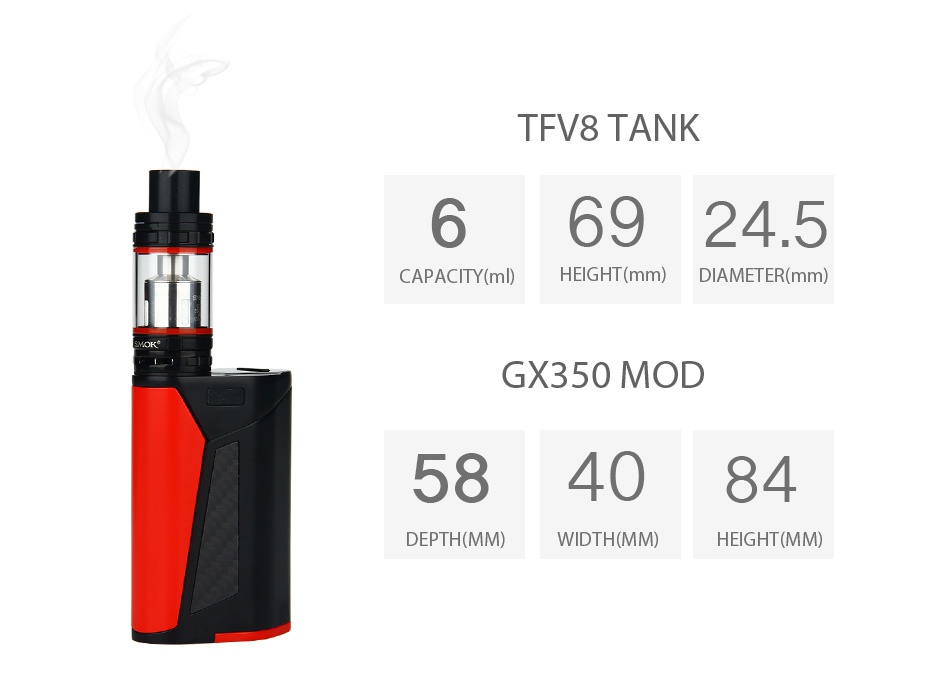 SMOK GX350 With TFV8 Full Kit Purple Black Gold Black Silver Black Black Red