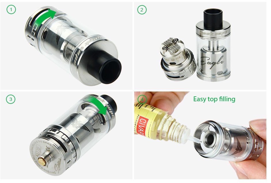 GeekVape Eagle Tank With HBC 6.2ml SS Easy top filling M