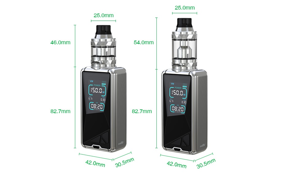 Eleaf Tessera 150W with Ello TS TC Kit 3400mAh 25 0mm 46 0mm 54 0mm S88 5  2 7mm 82 7mm 42 0