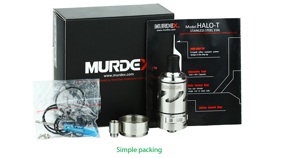 Murdex SS316L Coil Control RTA 2ml MTUIRDC   Mode  HALO T STAINLESS STEEL 316L MURDO www murdex com Simple packing