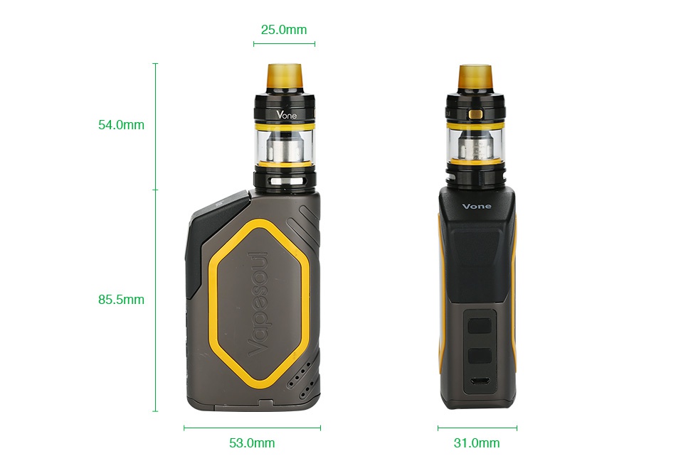 Vapesoul Vone 230W Bluetooth TC Kit 25 0mm Vone 54 0mm Vone 85 5mm Omm 31 0mm