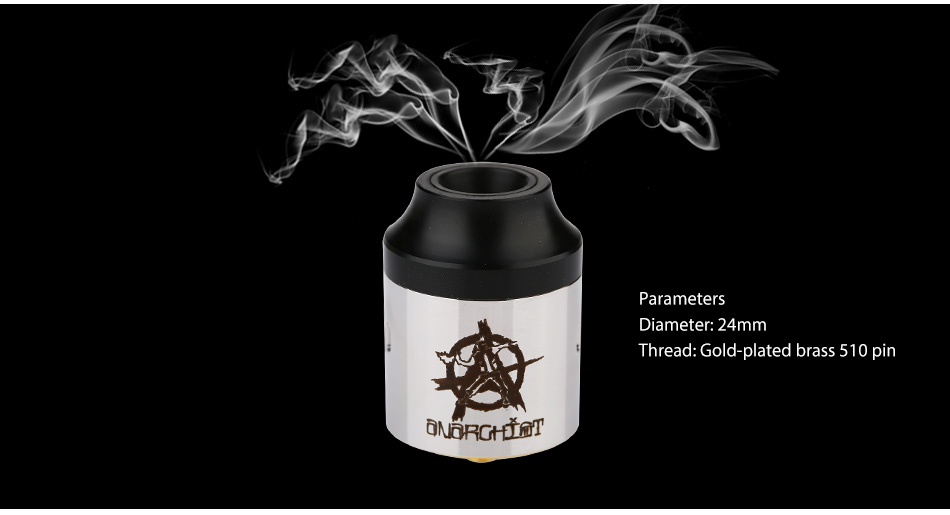 Anarchist Riot RDA Diameter  24mm Thread  Gold plated brass 510 pin