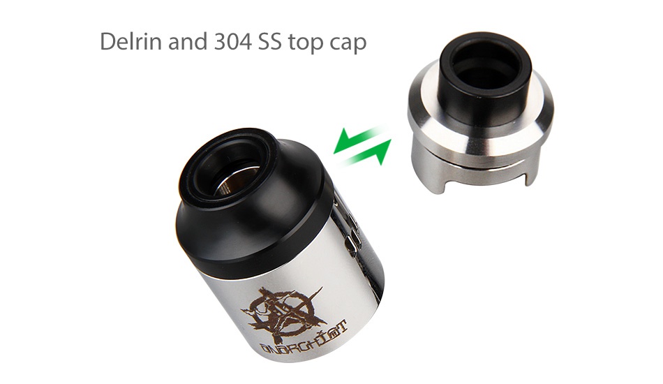 Anarchist Riot RDA Delrin and 304 SS top cap