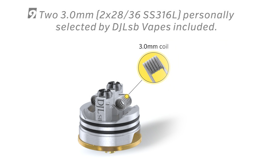 Digiflavor Aura RDA 9 Two 0mm 2x28 36 SS316L  personally selected by D Lsb Apes included 3  0mm coil