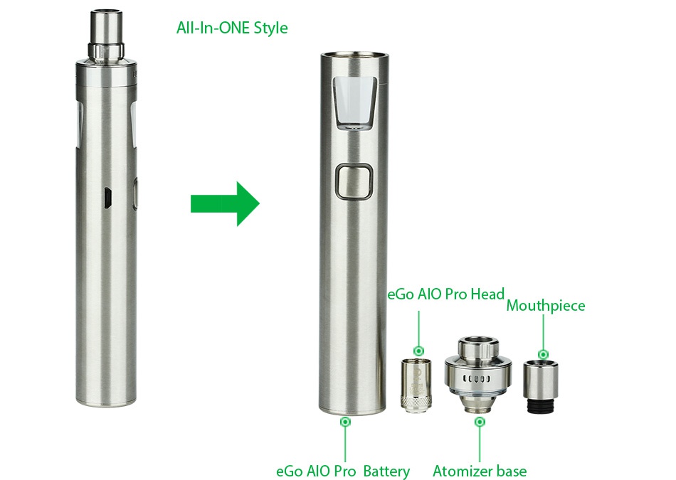 Joyetech eGo AIO Pro Start Kit 2300mAh All In oNE Style eGo AlO Pro Head Mouthpiece e Go Alo Pro Battery Atomizer base